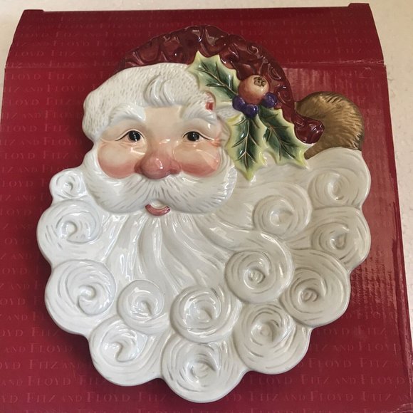 Fitz and Floyd Other - Fitz and Floyd Christmas Santa Claus Snack/Canape Holiday Plate/Hanging Holiday
